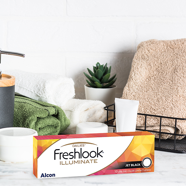 FreshLook product placed in the bathroom.