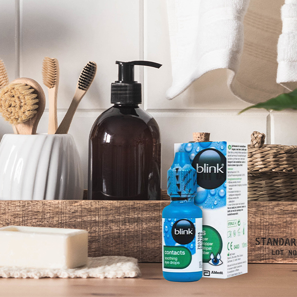 Blink products placed in the bathroom.